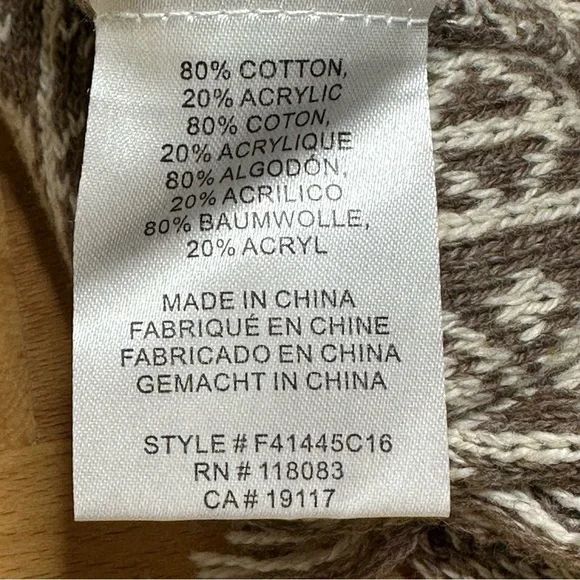 Minnie Rose Women’s Aztec Knit Fringe Cropped Sweater Size M/L - Picture 8 of 8